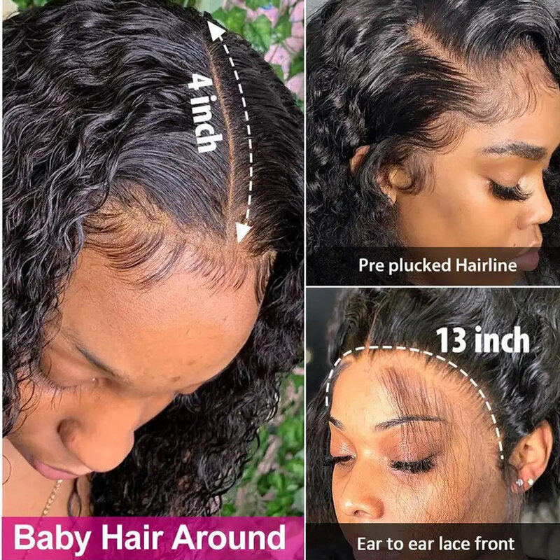 GDYLUXURY-peruca frontal de onda profunda brasileira para mulheres, 200%, duplo desenhado, 13x4, encaracolado, hd, laço transparente, cabelo humano