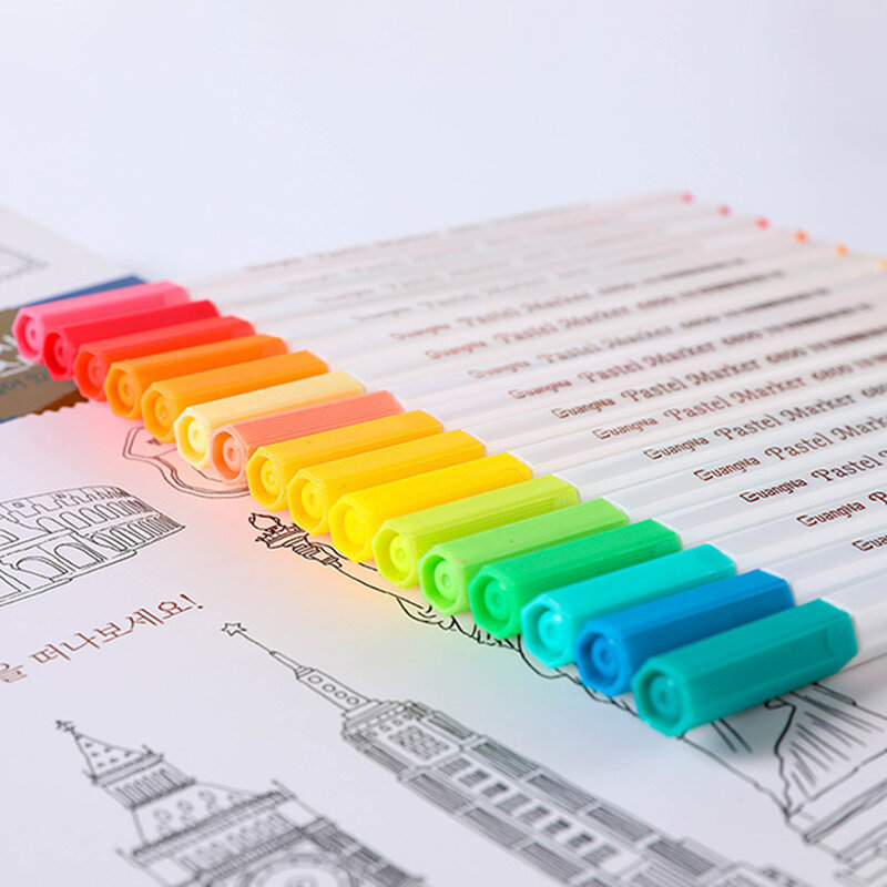 2022 여러 가지 빛깔의 12/24/36 색상 세트 아트 드로잉 브러시 스케치 만화 펜 그림 컬러 펜 세트 어린이 학교 그림 공급