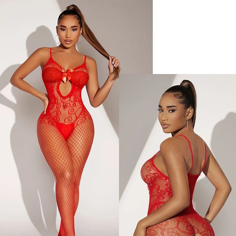 Women Sheer Mesh Crotchless Hot Erotic Baby Dolls Intimates Underwear Bodystockings Sex Lingerie Bodysuit Tights Erotic Costumes