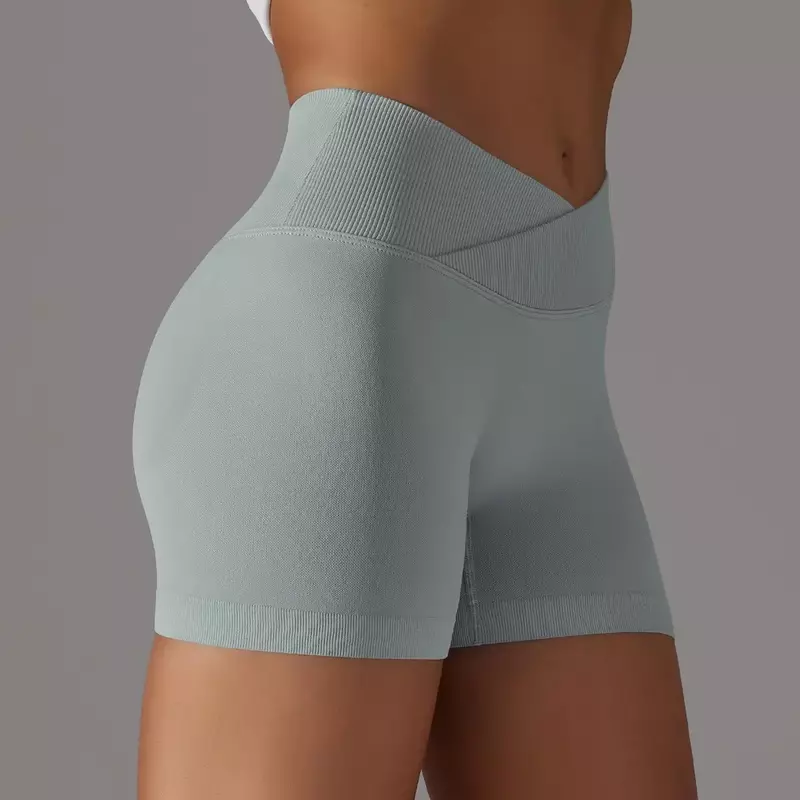 Pantalones cortos Scrunch para mujer, mallas deportivas con realce de cadera, cintura cruzada, entrenamiento, Yoga