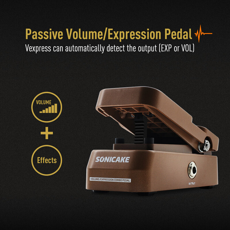 SONICAKE Vexpress Passive Volume & Expression Volume Control Pedal for Guitar, Bass, Keyboard, Synthesizer, Workstation QEP-02