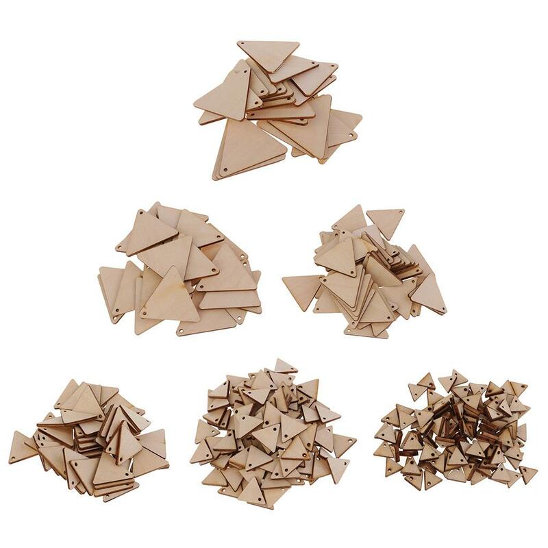 2-4pack Triangle Shape Unfinished Wood Pieces with Hole for Crafts 20 Pieces