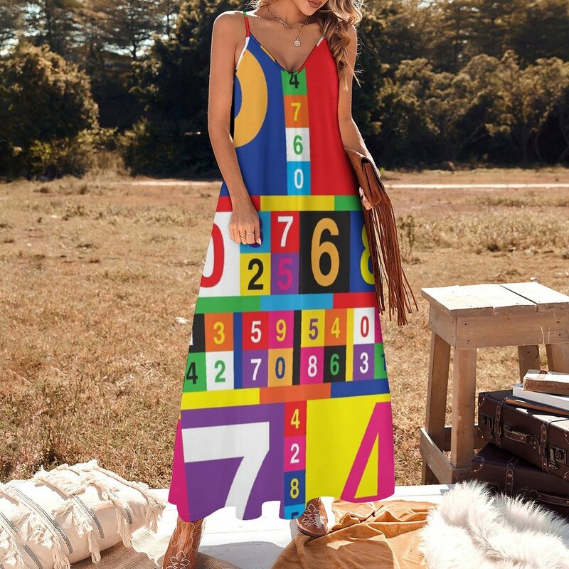 Женское платье без рукавов с цветными цифрами, вечерние платья для лета, 2023