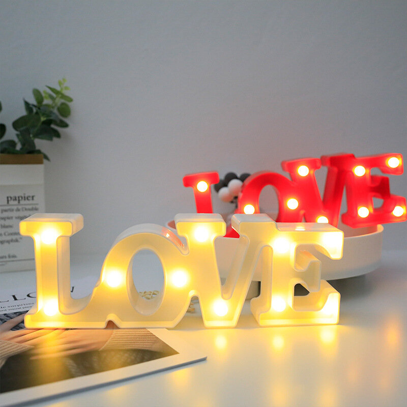 Lampu LED Huruf Hati Cinta 3D Lampu Malam Tanda Dekoratif Dalam Ruangan Hadiah Dekorasi Pesta Pernikahan Marquee Lampu Malam LED 3D Romantis