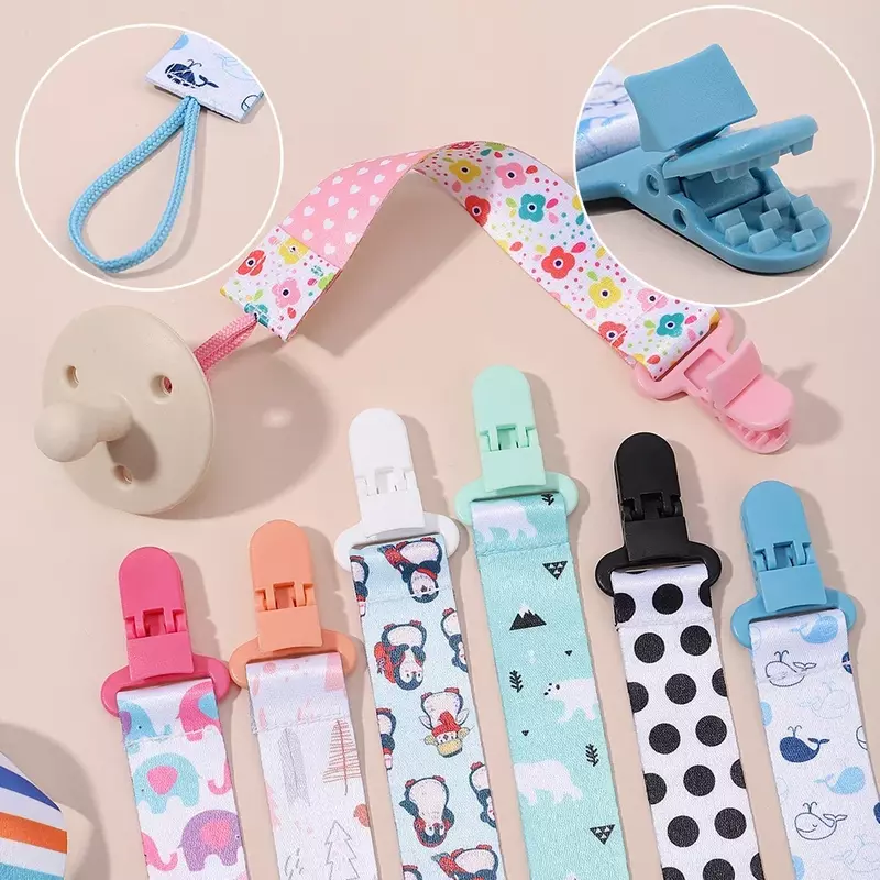 1pcs Fixed Button Baby Cartoon Pacifier Clips Chains Ribbon Soother Chains Anti-drop Buckle Strap for Pacifier Baby Feeding Gift