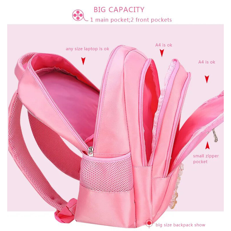 Sac à dos chat rose pour enfants, sacs d'école pour filles, sac à dos pour enfant de dessin animé, cartable d'impression Kitty, 3 pièces