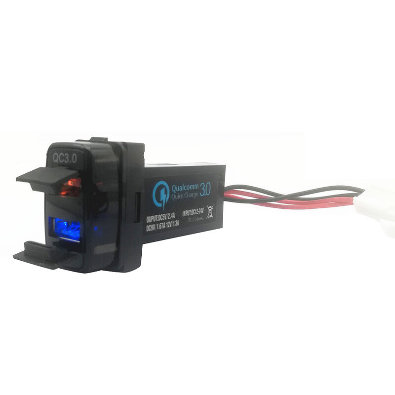 Caricabatteria da auto modificato per auto caricabatteria da auto Dual USB Fast Charge QC3.0 2.4A con luci rosse e blu per