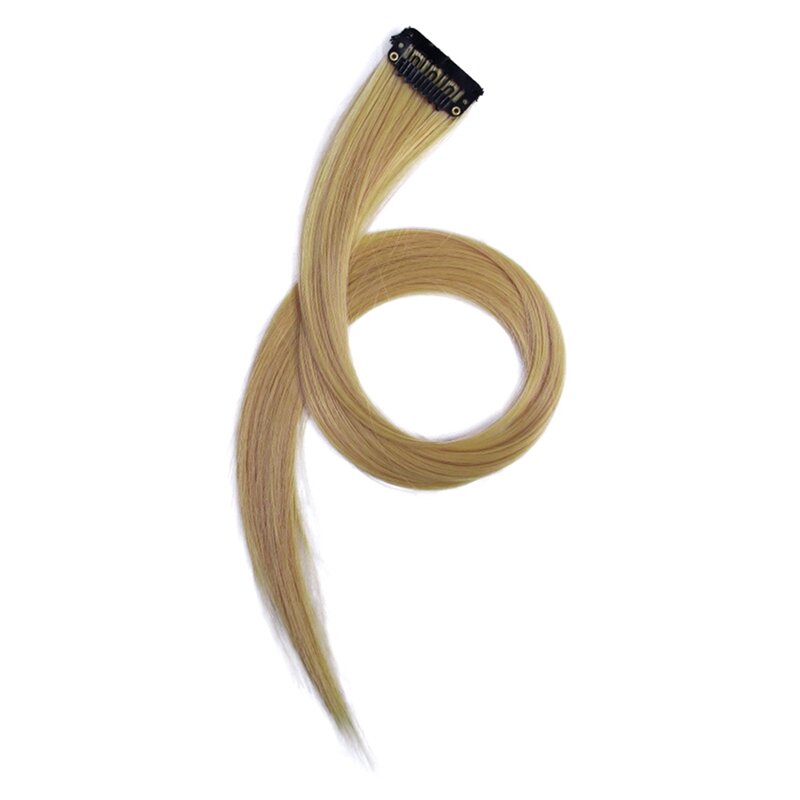 دبوس شعر تطويل بألوان قوس قزح ، مشبك طويل مستقيم ، قابل للتشذيب للفتيات ، شعر زائف ، 3.2 × 55 سم