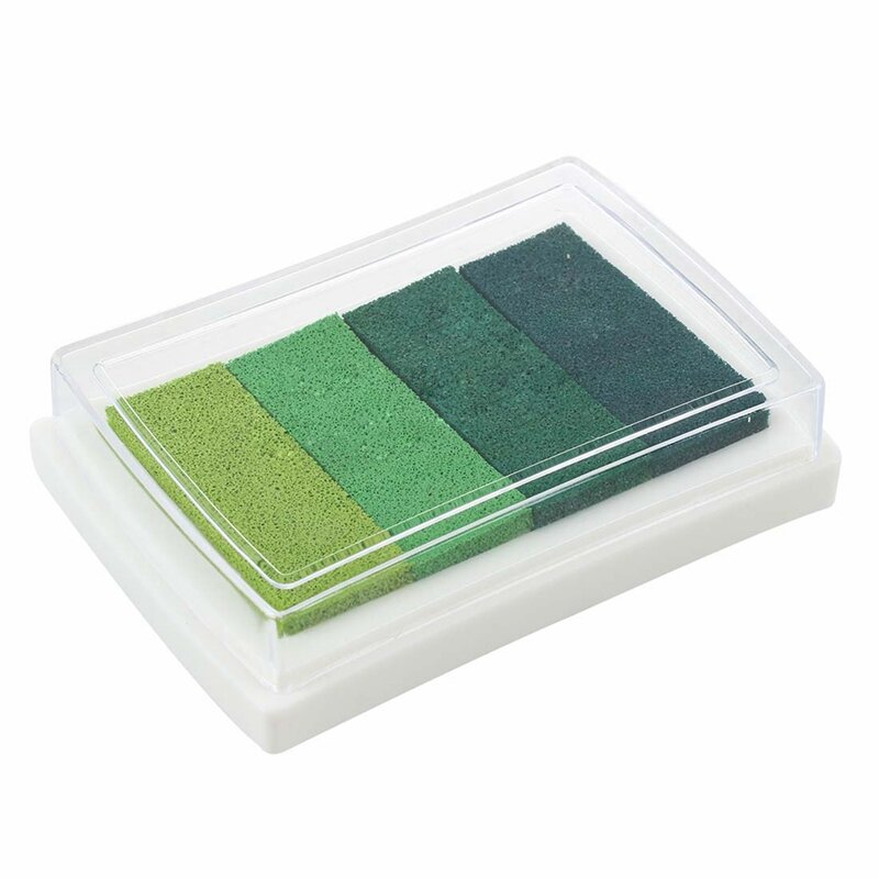 Almohadilla de tinta para manualidades, almohadilla de sello a base de aceite, verde degradado múltiple, 4 colores, 2 unidades