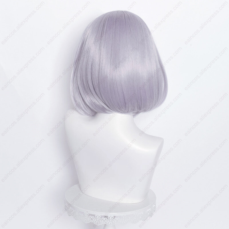 Noelle Cosplay 35cm długie srebrne fioletowe plecione peruki odporne na ciepło syntetyczne włosy peruki Halloween