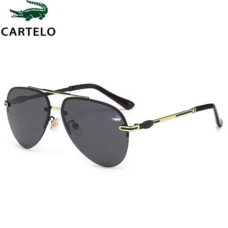 Cartelo-Crocodilo Metal óculos de sol para homens e mulheres, Frame Vintage, Luxo Brand Design, Espelho, UV400
