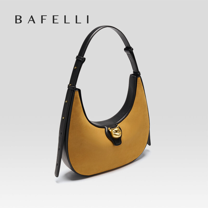 BAFELLI-Bolso de mano de piel auténtica para mujer, Cartera de marca de lujo con solapa, estilo RETRO, 2023