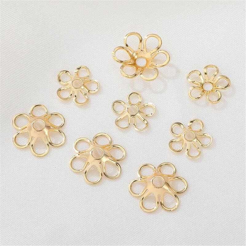 14K Gold-plated Geometric Flower Cap with Flower Tray Spacer Handmade Diy Bracelet Necklace Beaded Jewelry Material Accessories
