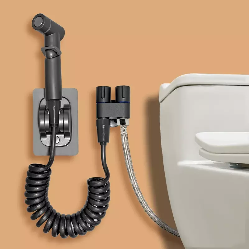 Ensemble de pulvérisateur d'eau de toilette bidet, pulvérisateur de bidet à main, douche de toilette, assujetd'angle à double sortie, accessoires de salle de bain