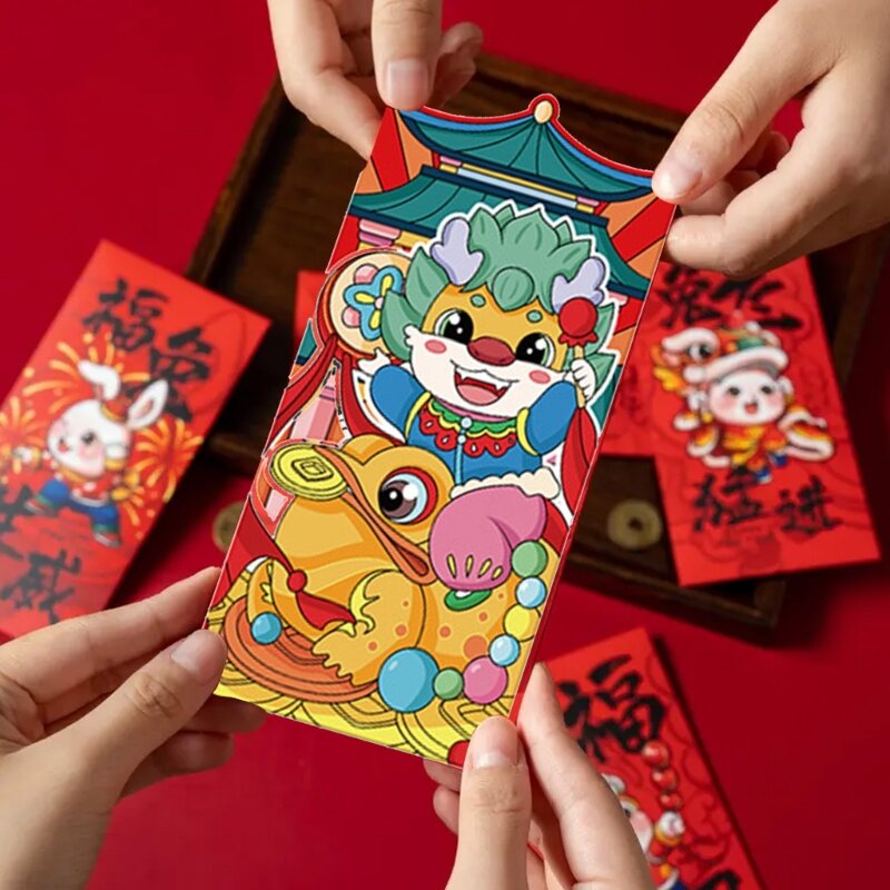 Stylowe czerwone koperty Pakiet pieniędzy 2024 Chiński Nowy Rok Czerwone koperty na uroczyste