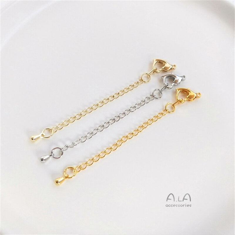 Tail Chain Extension Chain 18K Real Gold, White Gold, Rose Gold Bracelet Necklace, DIY Jewelry Accessories, Jewelry Materials