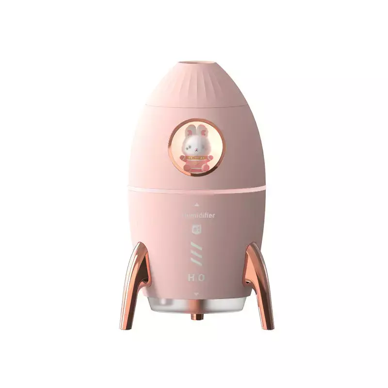 Nieuwste 350Ml Schattige Kinderen Raket Unieke 7 Kleur Led Nachtlampje Usb Ultrasone Koele Mist Diffuser Slaapkamer Luchtbevochtiger