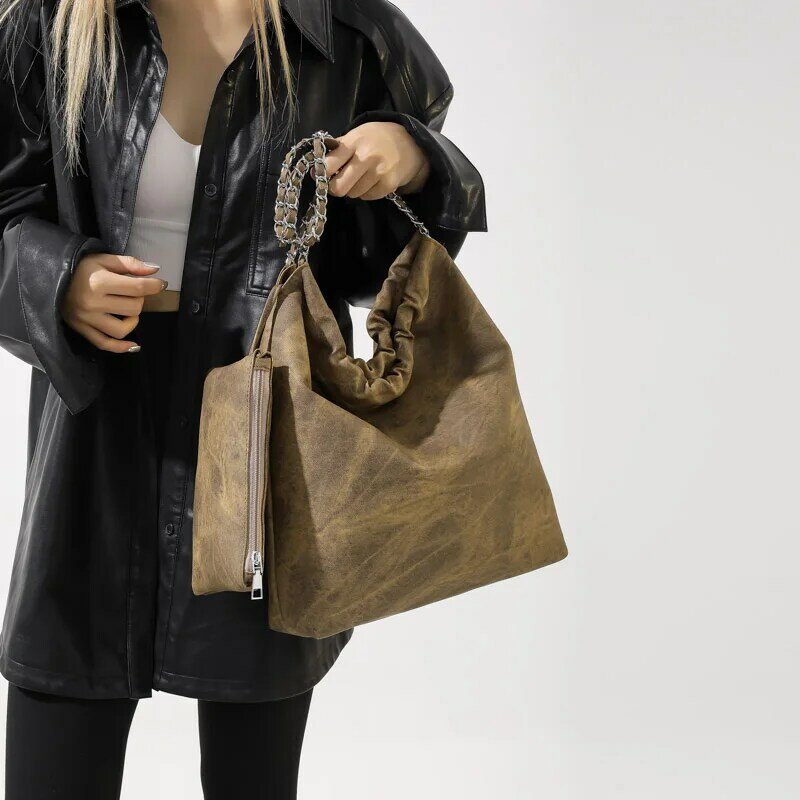 بولي Leather حقائب جلدية للنساء ، حقائب الكتف خمر لسيدة ، حقيبة سفر الإناث ، مصمم حقيبة تحت الإبط ، كيس العلامة التجارية الفاخرة ، عادية ، 2 مجموعات