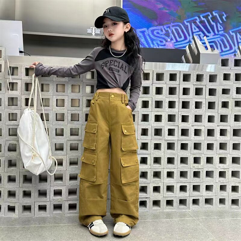 2024 Fashion Baby Girl Boy Cotton Cargo Pant autunno primavera inverno Infant Toddler Child pants Casual Pant Baby Clothes 5-14Y