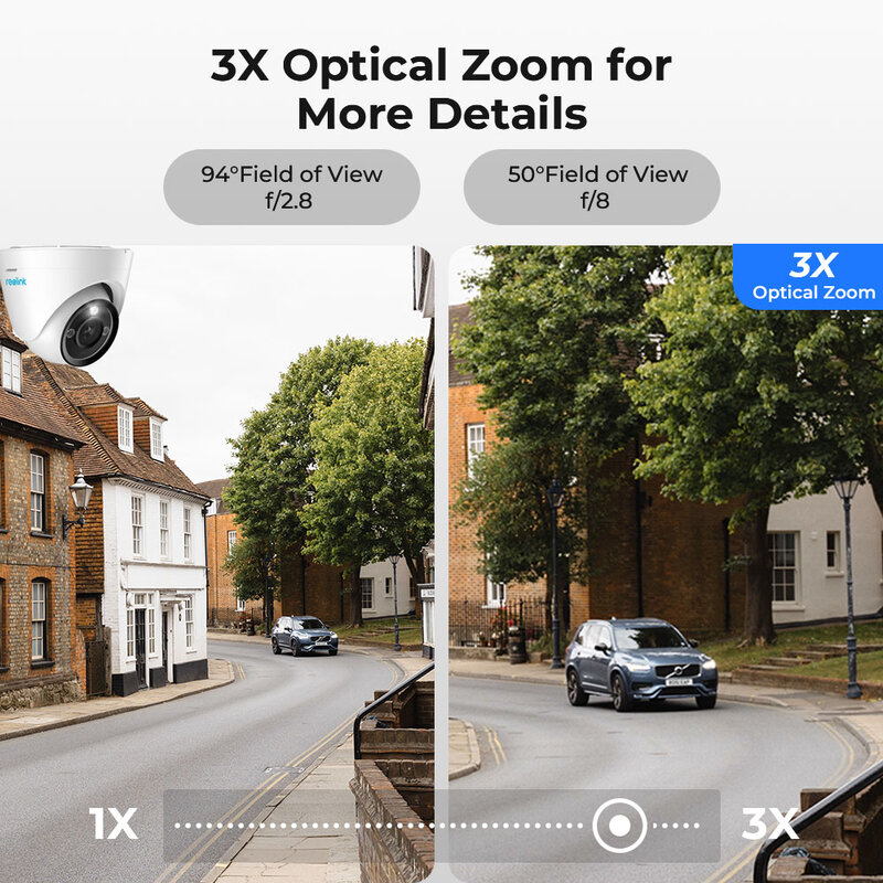 Reolink 4K PoE caméra de sécurité 3X Zoom extérieur 8MP IP Cam Smart AI détection de personne/voiture/animal domestique Protection de la maison caméras de Surveillance