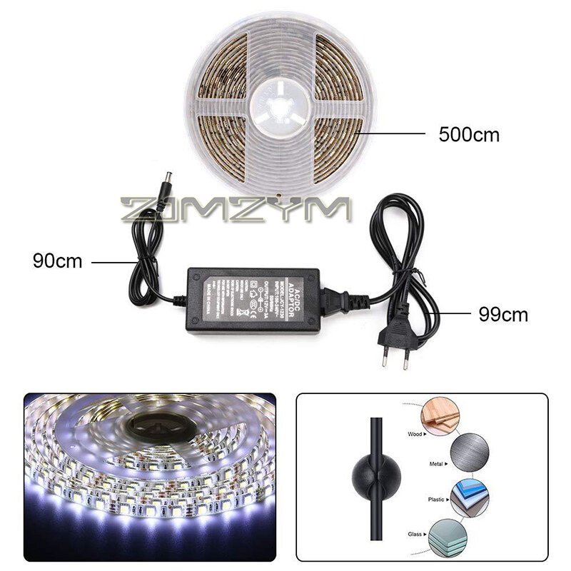 LED 2-in-1 Lamp Bead Strip IP65 Waterproof 5m Remote Control Color Temperature Adjustable Light Belt for TV Background
