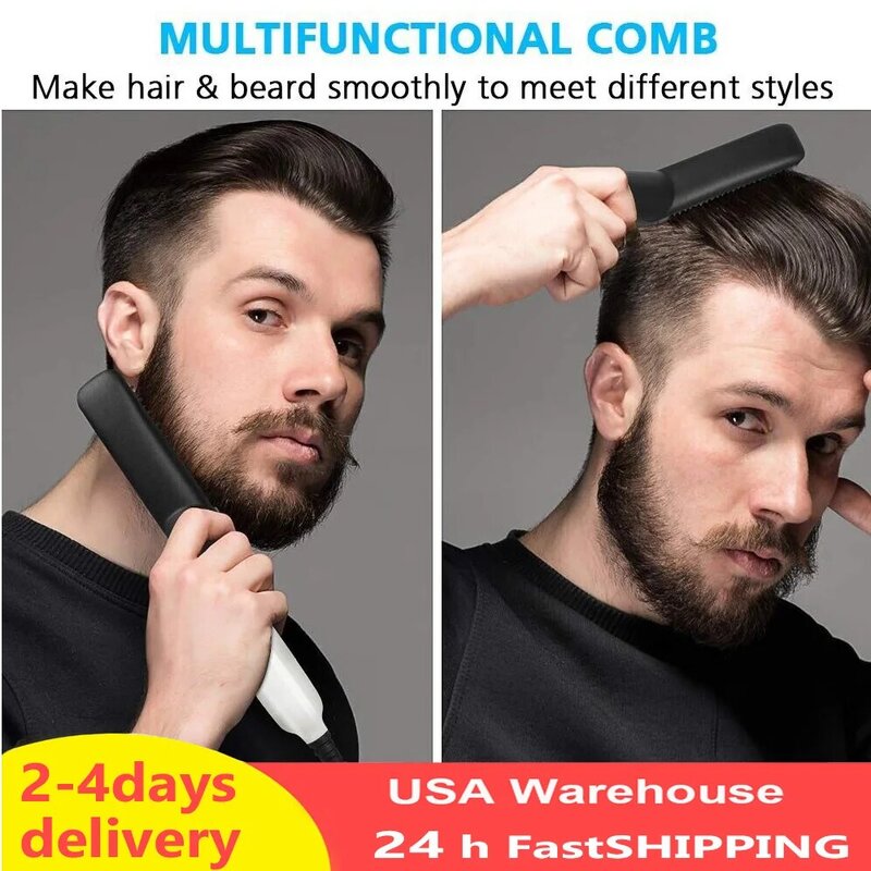 Peine de barba para hombres, alisador de pelo eléctrico multifuncional, estilizador de barba, entrega en 2-4 días en EE. UU.