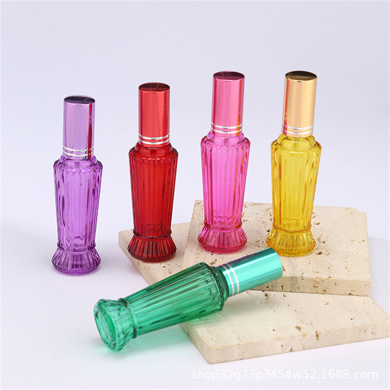 15ml Mini Spray do perfum dozownik do butelek z kolorowym szkłem, do wielokrotnego napełniania, przenośne oleje podróżne, rozpylacz do płyn kosmetyczny pojemników