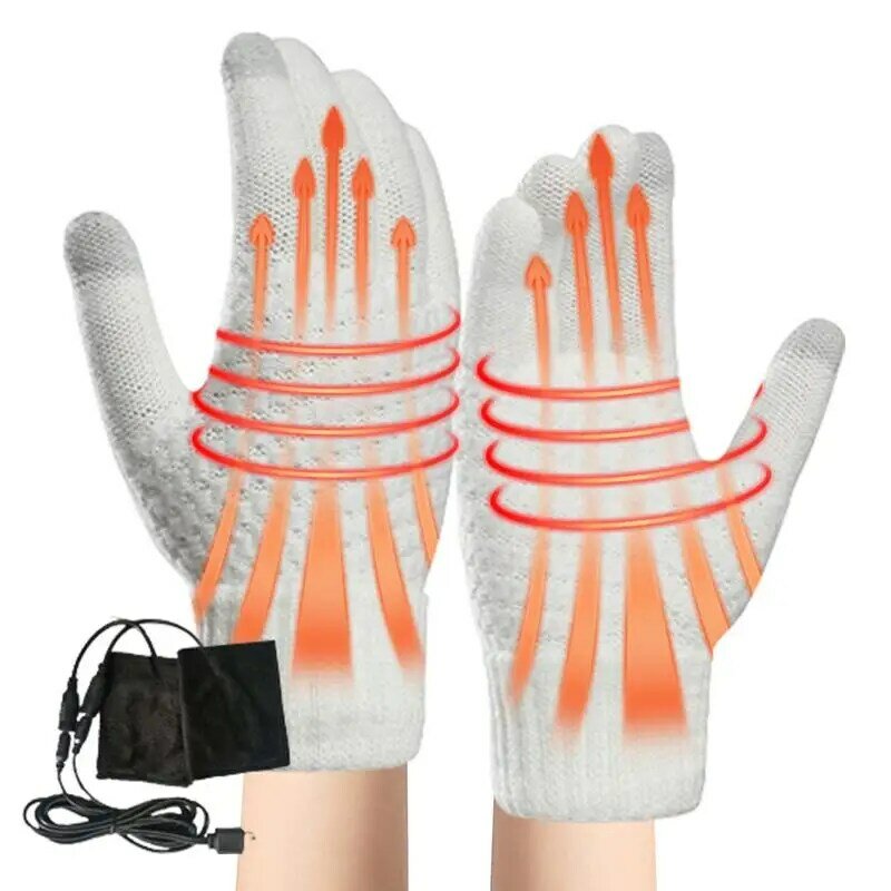 USB Heated Gloves Velvet Heated Mittens USB Powered Touchscreen Winter Hands Warm Gloves For Males Men Females Women