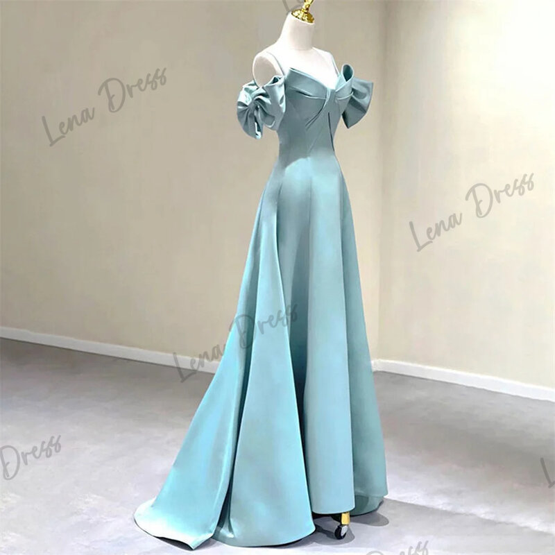 Lena Blue Lily wieczorowa sukienka damska elegancka z kokardą z odkrytymi ramionami wieczorowa sukienka