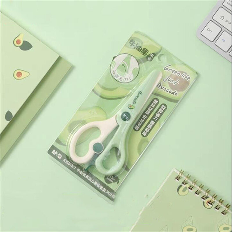 24 pz/lotto Kawaii Avocado Art forbici tagliacarte di sicurezza per bambini Utility knife forniture scolastiche regali di cancelleria