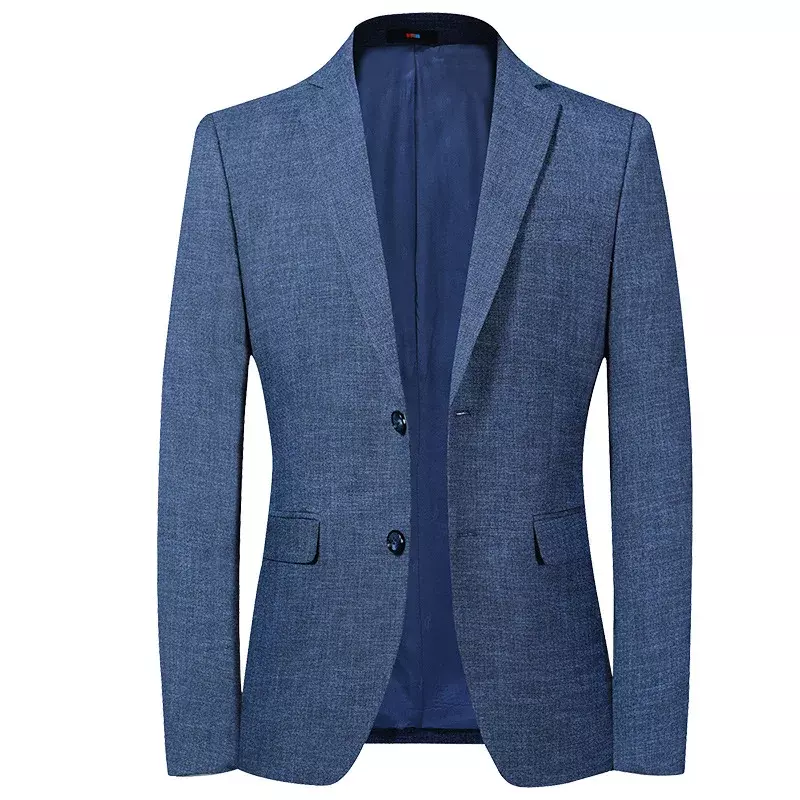 Повседневный мужской пиджак, Свадебный синий приталенный пиджак большого размера, однобортный Блейзер, Элегантные Роскошные пальто в Корейском стиле