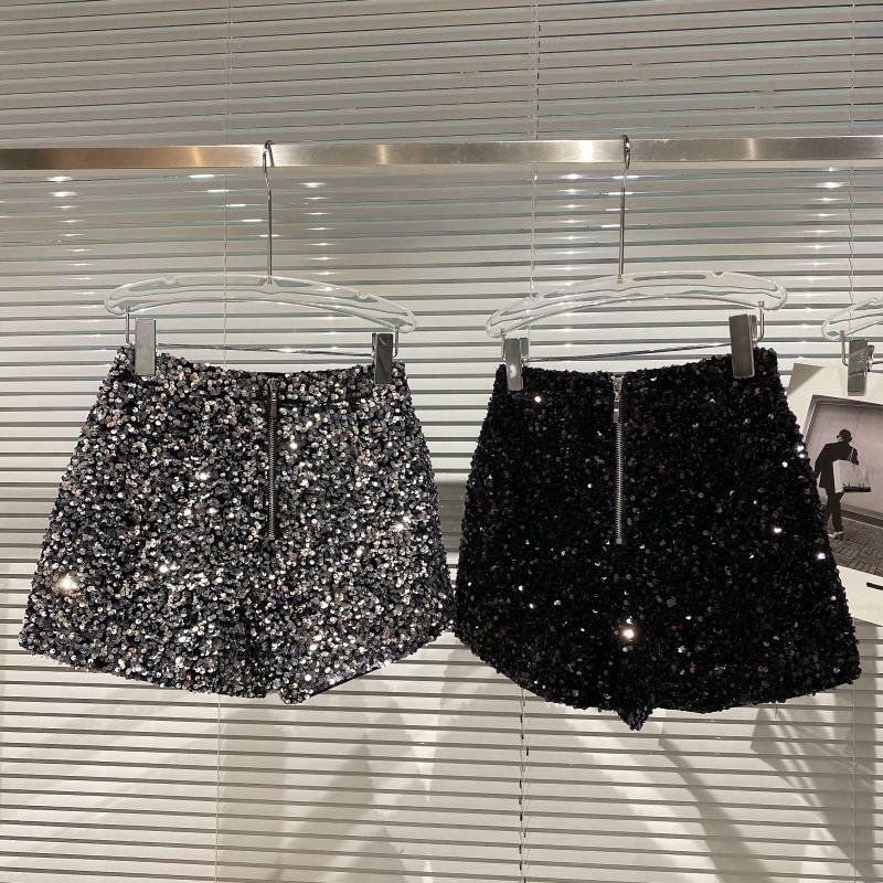 New Autumn Black Velvet Shorts Women Sequined Shiny Versatile Short Pants Clubwear Shorts Hot Pants High Street