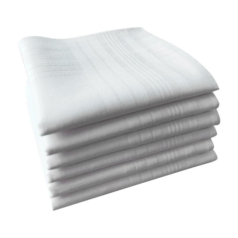 5x White Cotton Handkerchiefs for Men 16inch Kerchief Premium Hankies for Men Cotton for Suit Formal Casual Celebration Birthday