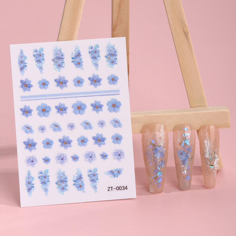 Heißer Verkauf 3d Blume Französisch Stil selbst klebende Abziehbilder Assessories Nail Art Aufkleber Maniküre Nail Art Dekoration