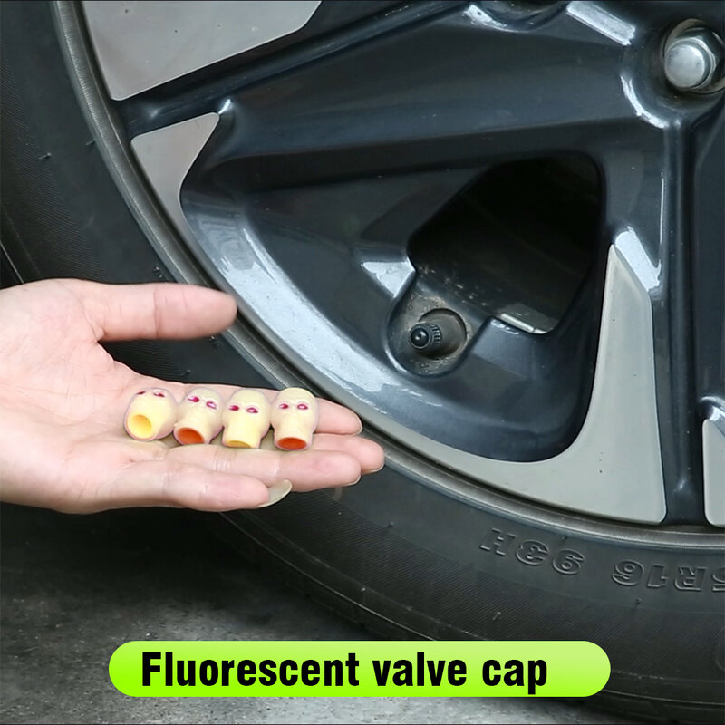 4 pces tampão da válvula de pneu forma do crânio fluorescente carro verde luminoso válvula de pneu tampa da haste proteger a válvula do pneu da poeira da sujeira universal