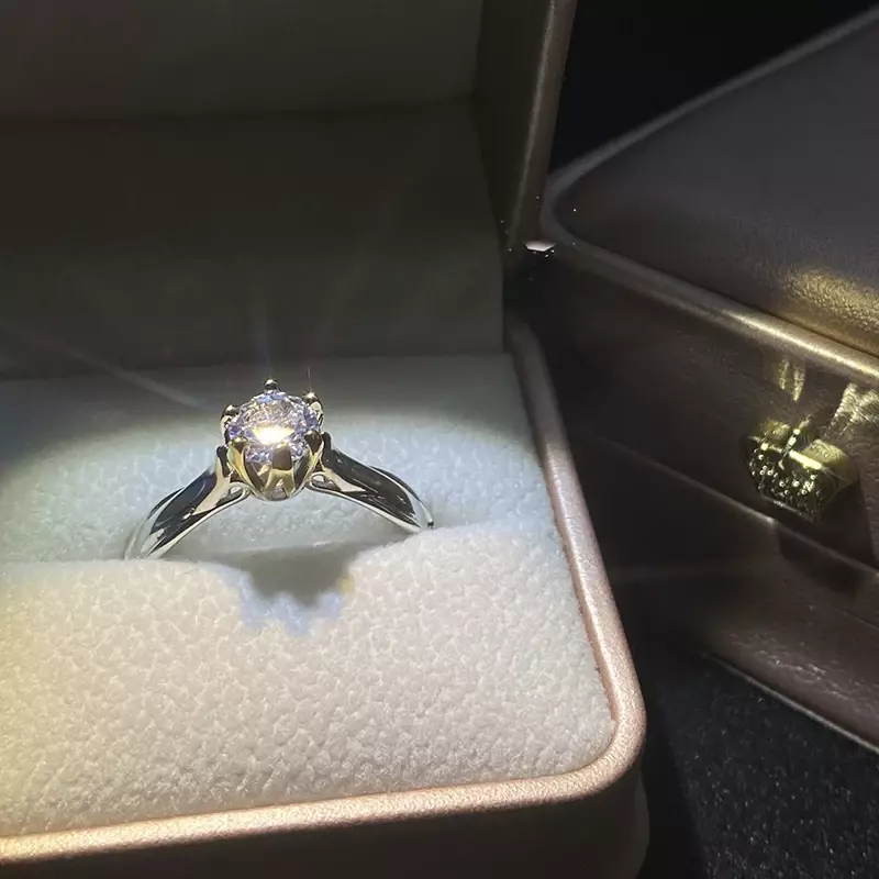 Anillo de oro puro de 18K para mujer, anillos de Moissanit Natural con piedras preciosas, joyería hermosa, accesorios de boda para parejas, nueva tendencia 2023