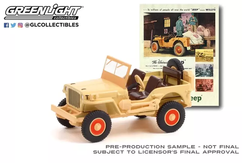 1:64 1945 WILLYS MB JEEP Model odlewane modele ze stopu metalu samochody zabawkowe do kolekcji prezentów W1326