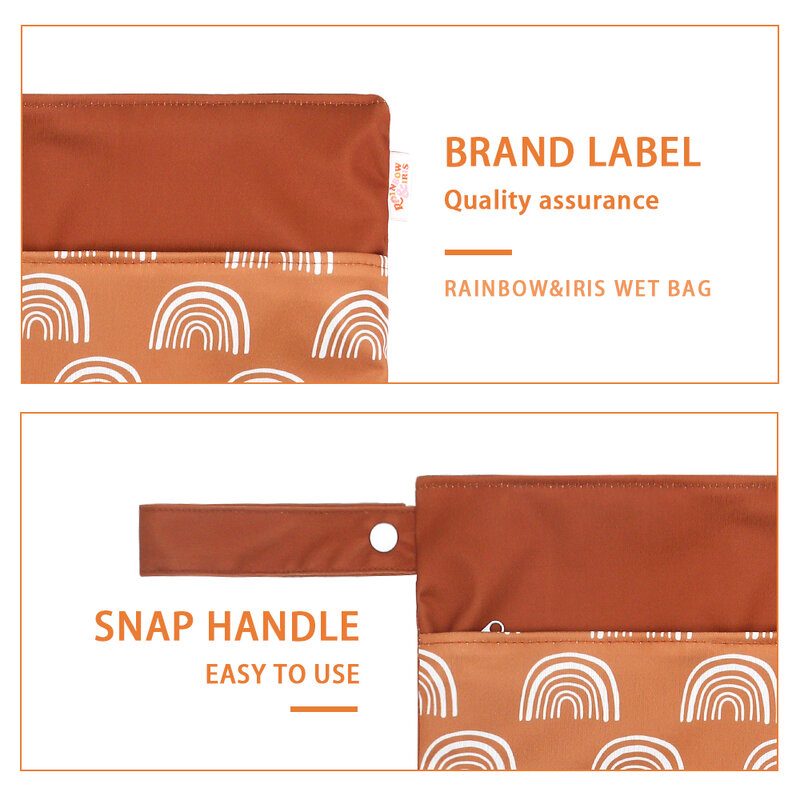 Rainbow & Iris-Bolsa de pañales impermeable para bebé, bolsa lavable para pañales de 30x40CM