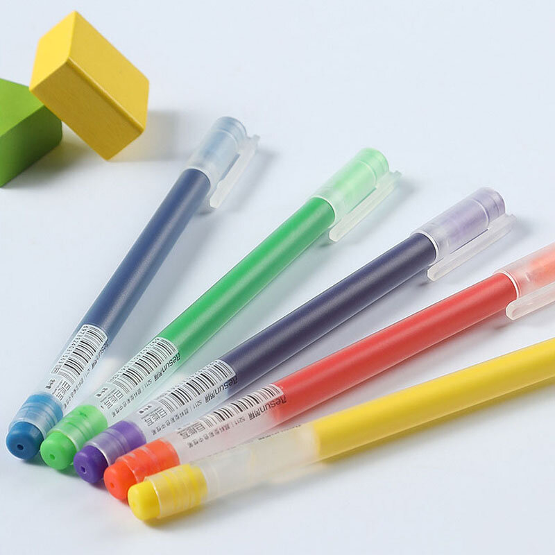 5PCS Retro Colored Gel Pen Set 0.5 mm Kawaii Fine Point Ballpoint Pens School Office Supplies Stationery