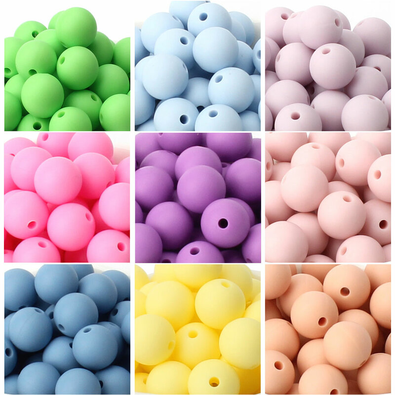 50Pcs 12mm Baby Silicone Beads BPA Free Baby Round Beads Teether Teething Pearl Ball Food Grade For Necklace Pacifier Chain Toys
