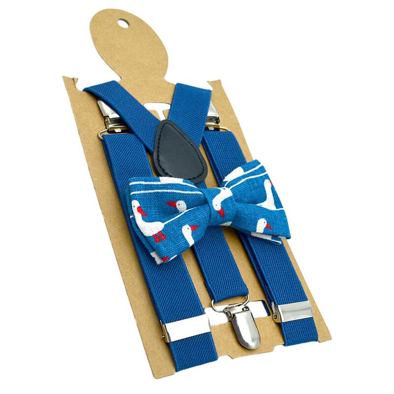 Bretelle per bambini Set di papillon accessori per vestiti bretelle regolabili a forma di Y per Costume da ballo per feste Jeans di Halloween Cosplay