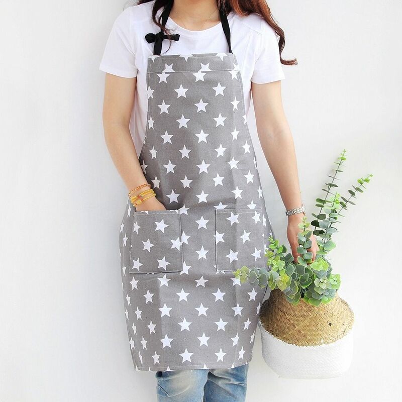 with Pockets Apron Cute Anti-fouling Pentagram Pattern Uniform Oil-proof Kitchen Work Clothes Restaurant