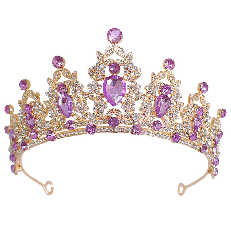 Bando Ratu mahkota barok pengantin hiasan kepala manis dengan berlian imitasi mewah untuk Cosplay pesta dansa topeng