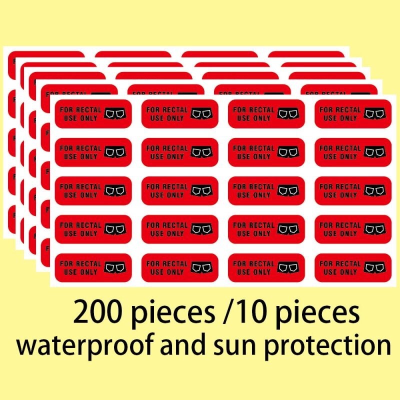 Etiquetas de película de laminación permanente, solo para uso Rectal, superficie impermeable, fondo rojo y plomo, 200 piezas