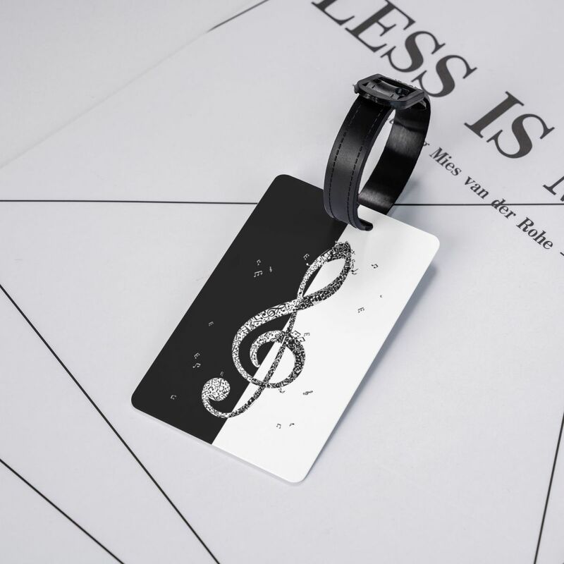Etiqueta de equipaje con notas musicales para maletas, cubierta de privacidad, etiqueta de identificación