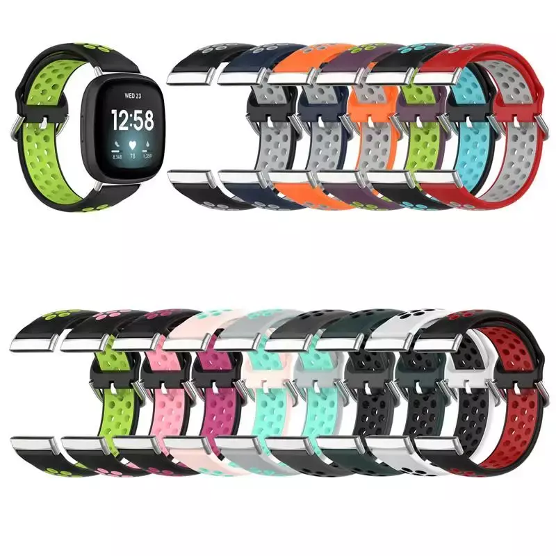 Sport Strap para Fitbit Versa 3 e 4, pulseira de borracha respirável, pulseira para Fitbit Sense 2, relógio inteligente, acessórios Correa