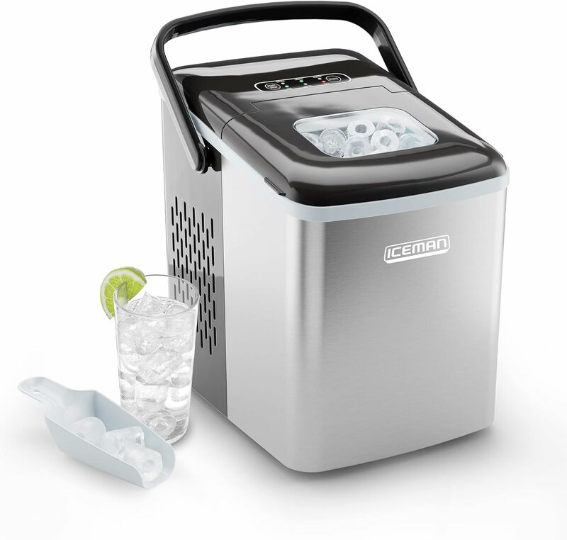 Dual-Size Countertop Ice Maker Machine, Portable, Creates 2 Cube Sizes in 6 Mins, Holds 1.3 lb. of Ice, Makes up to 26 lb