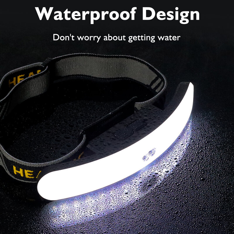 High Power COB Headlamp USB Rechargeable Outdoor Fishing Headlight Red Warning Light Running Headlight with Built-in Battery