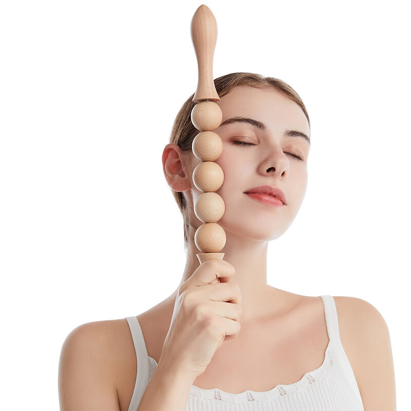 Bâton de Massage à roulettes, outil de thérapie en bois, masseur Anti-Cellulite, Point de déclenchement du Drainage lymphatique