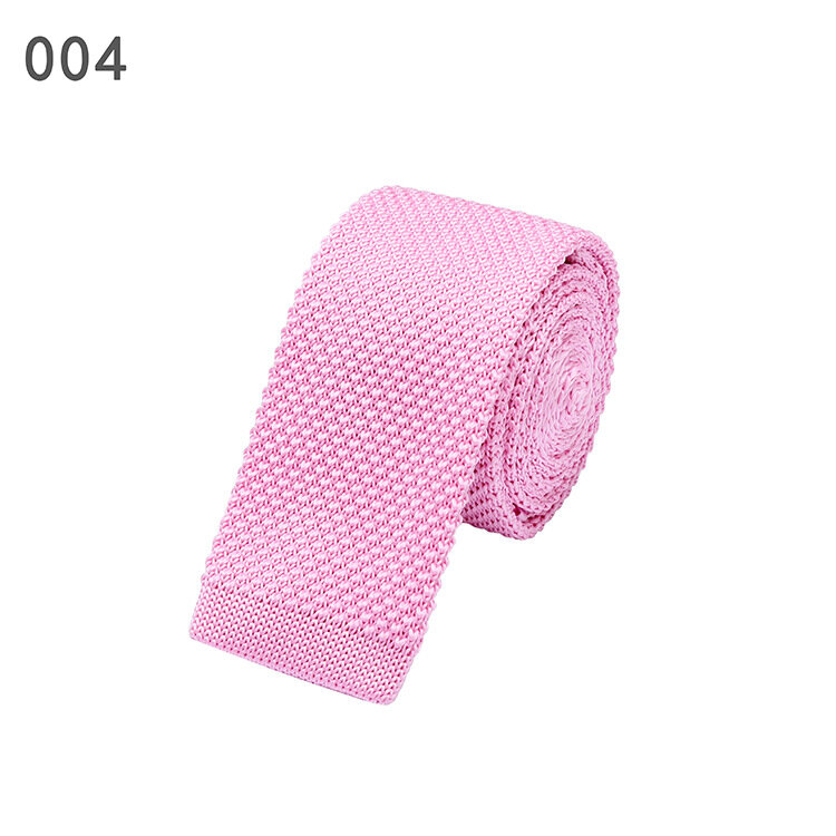 Cravatta ad angolo piatto in maglia di cotone solido da 5.7CM 49 colori per accessorio per cravatta stretta di moda per ufficio di nozze d'affari
